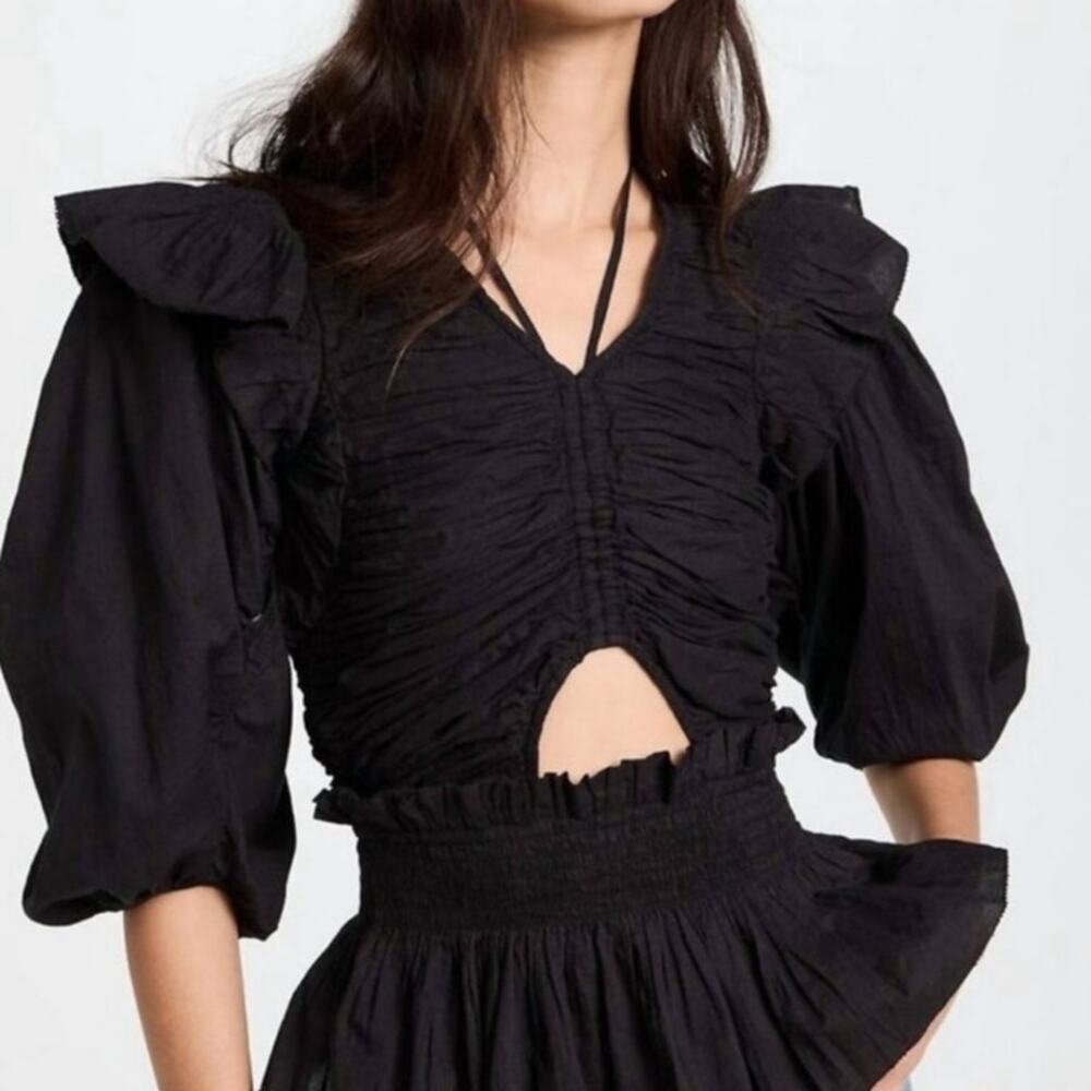 SEA New York Paco Solid Puff Sleeves Top Size Small